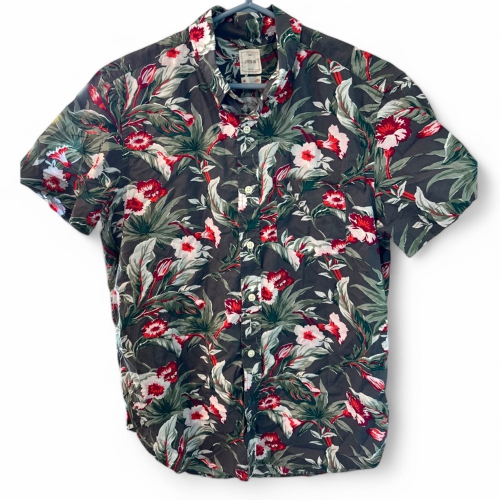 Gap Mens Hawaiian Shirt  Floral Button Up Short Sleeve Tropical Beach Vibes M